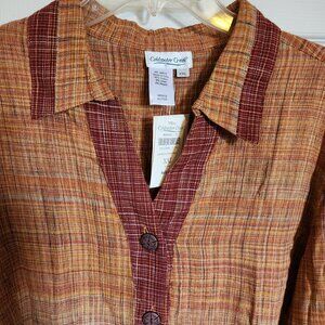 Coldwater Creek 3/4 sleeve, Plaid Blouse